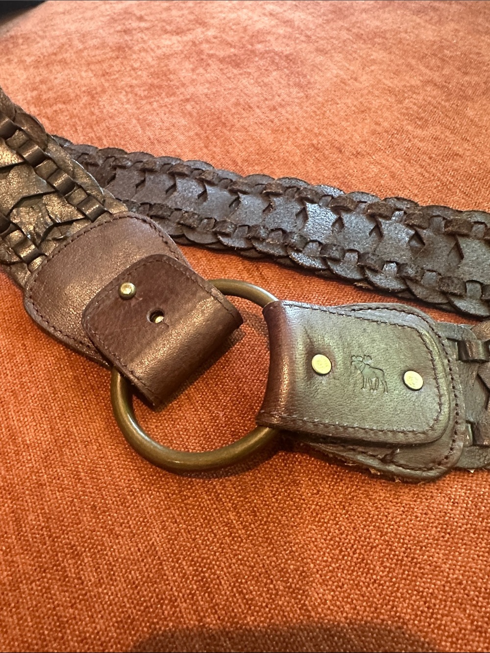 Abercrombie Braided Leather Women’s Belt with Brass Ring - Brown